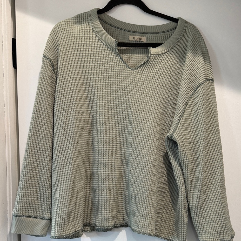 Madewell women’s Light Green Waffle Knit Crewneck Sweater